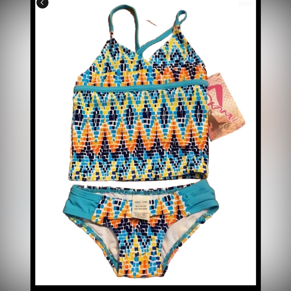 NWT girls 24 month Kami Surf 2 piece swimsuit cris cross back Tankini colorful